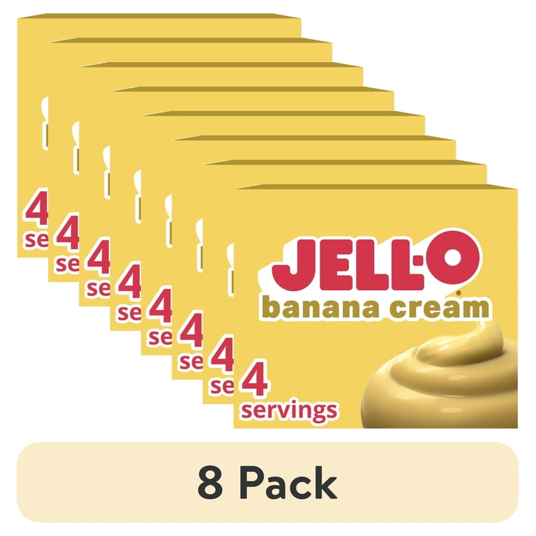 8 pack) Jell-O Banana Cream Artificially Flavored Instant Pudding