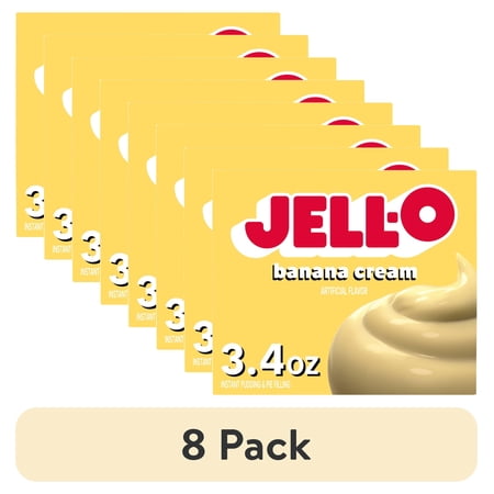 (8 pack) Jell-O Banana Cream Instant Pudding Mix & Pie Filling, 3.4 oz. Box