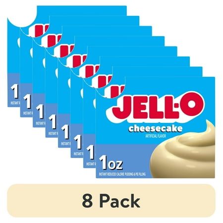 (8 pack) Jell-O Cheesecake Artificially Flavored Zero Sugar Instant Reduced Calorie Pudding & Pie Filling Mix, 1 oz. Box
