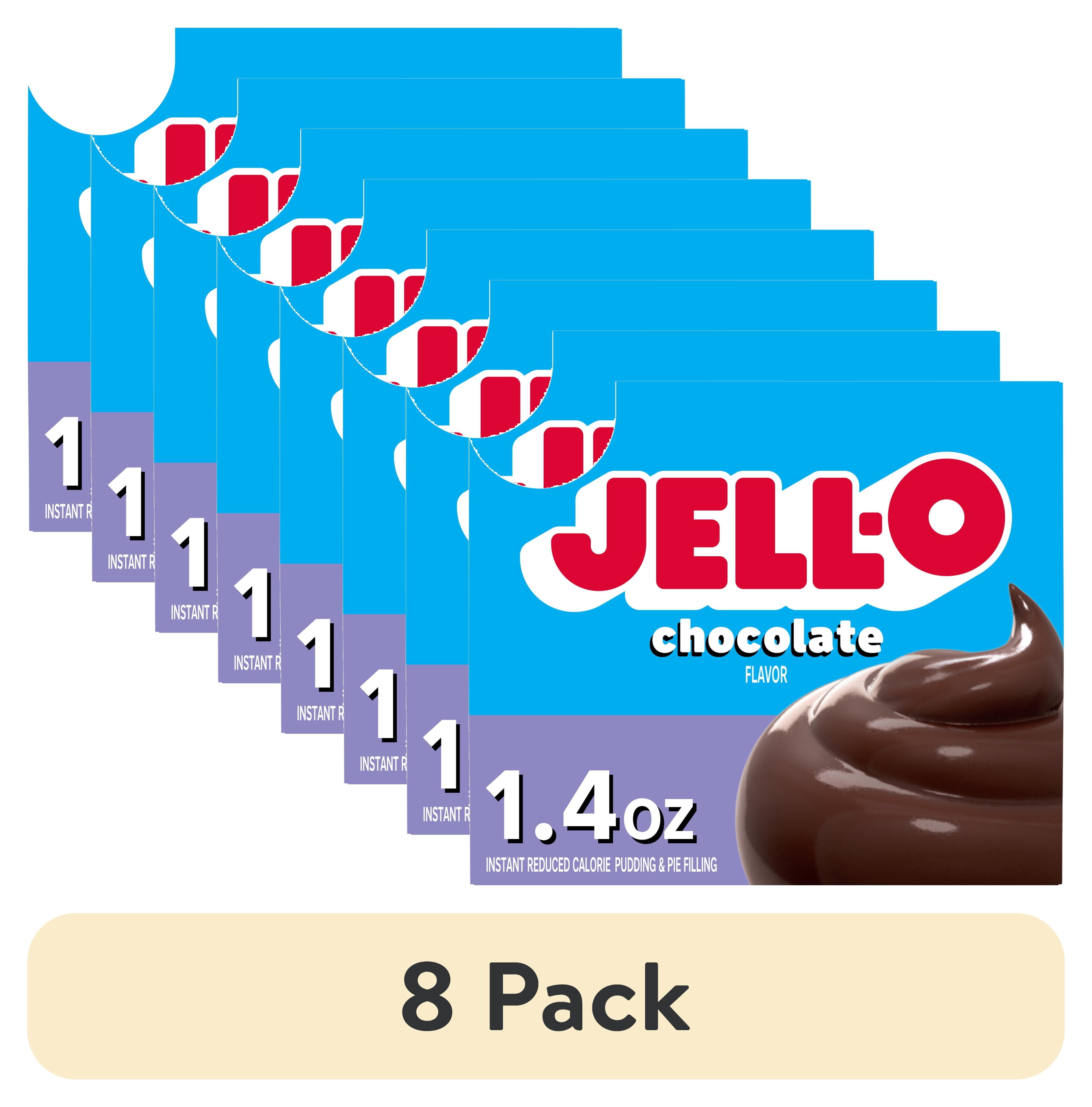 (8 pack) Jell-O Chocolate Flavor Zero Sugar Instant Reduced Calorie Pudding & Pie Filling Mix, 1.4 oz Box