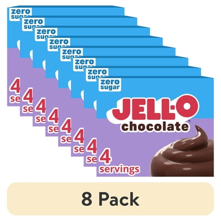 (8 pack) Jell-O Chocolate Flavor Zero Sugar Instant Reduced Calorie Pudding & Pie Filling Mix, 1.4 oz Box
