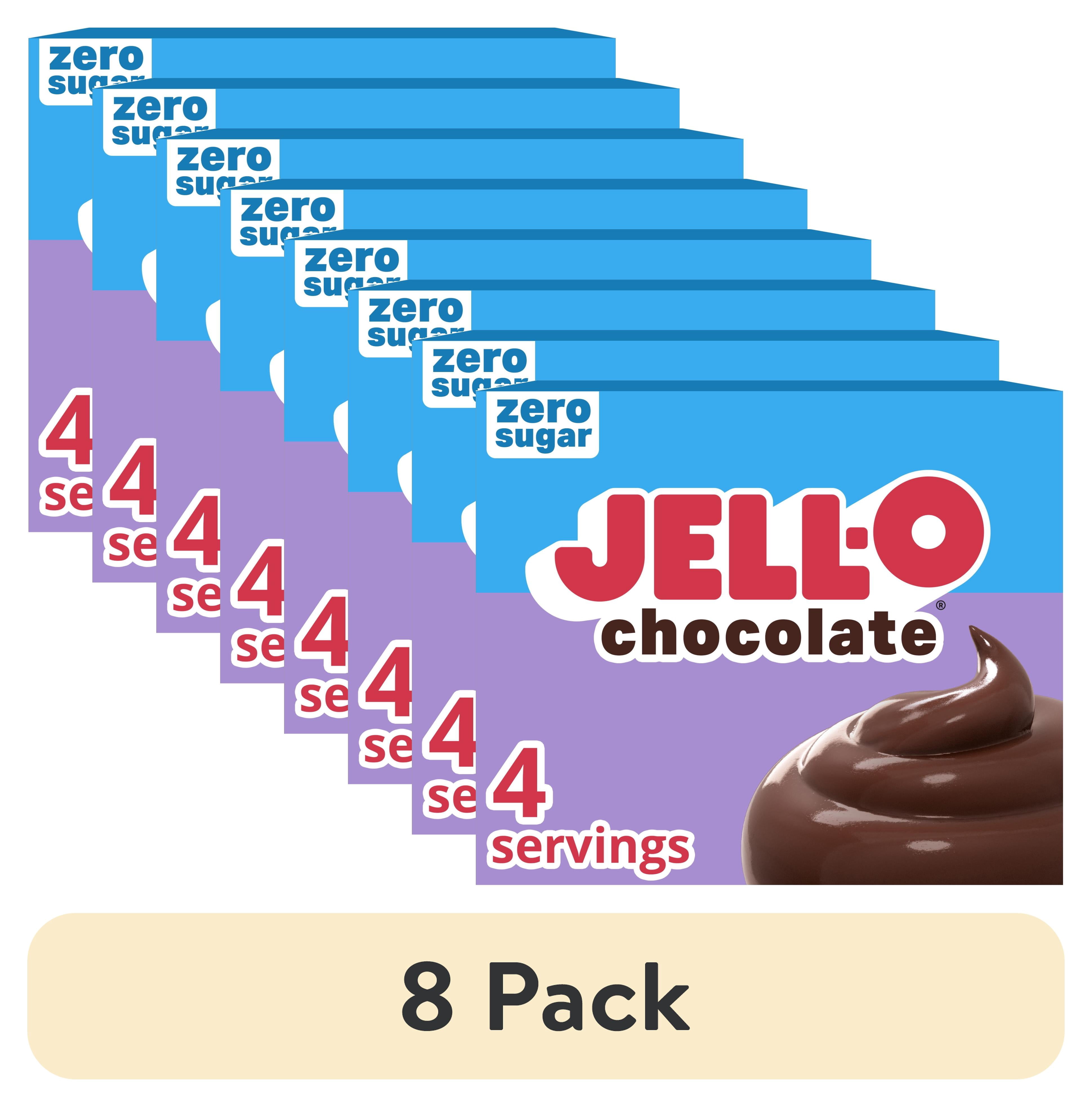 8 pack) Jell-O Chocolate Flavor Zero Sugar Instant Reduced Calorie