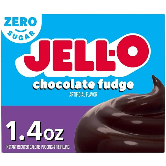 (8 pack) Jell-O Chocolate Fudge Zero Sugar Instant Reduced Calorie Pudding & Pie Filling Mix, 1.4 oz Box