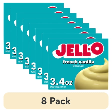 (8 pack) Jell-O French Vanilla Instant Pudding & Pie Filling Mix, 3.4 oz Box