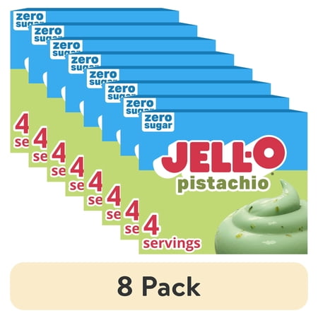 (8 pack) Jell-O Pistachio Zero Sugar Instant Reduced Calorie Pudding & Pie Filling Mix, 1 oz Box