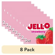 (8 pack) Jell-O Strawberry Gelatin Dessert Mix, 3 oz Box