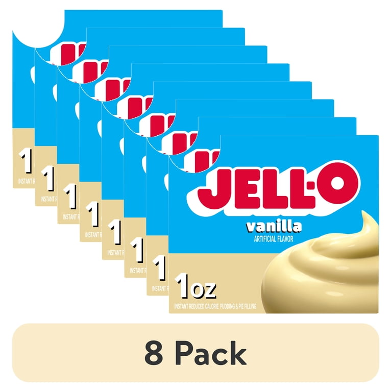 8 pack) Jell-O Vanilla Zero Sugar Instant Reduced Calorie Pudding