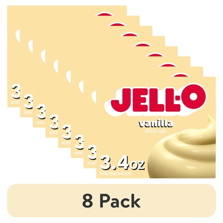 (8 pack) Jell-O Vanilla Artificially Flavored Instant Pudding & Pie Filling Mix, 3.4 oz. Box