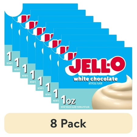 (8 pack) Jell-O White Chocolate Zero Sugar Instant Reduced Calorie Pudding & Pie Filling Mix, 1 oz. Box