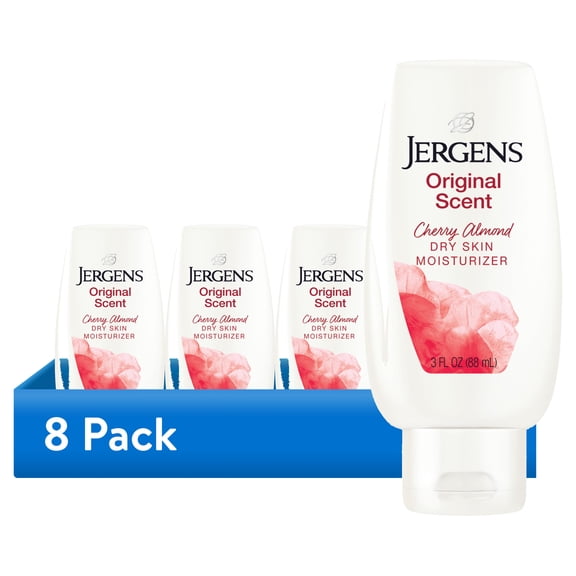 (8 pack) Jergens Original Scent with Cherry Almond Body Lotion Moisturizer for Dry Skin, 3 oz