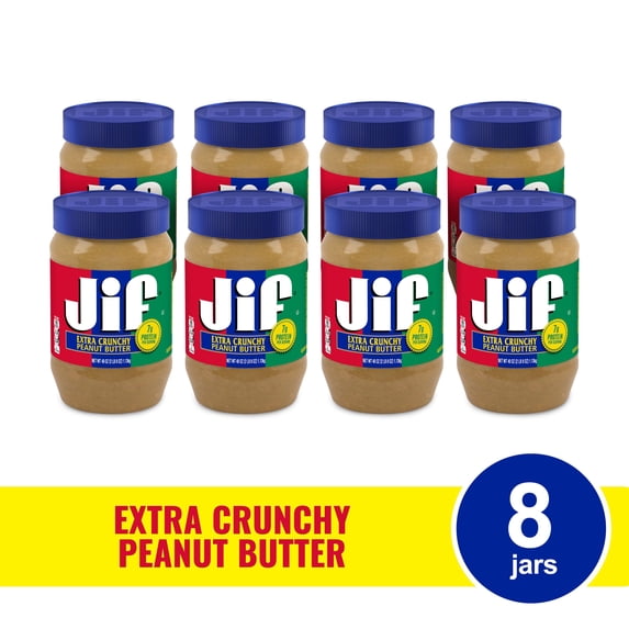 (8 pack) Jif Extra Crunchy Peanut Butter, 40-oz Jar