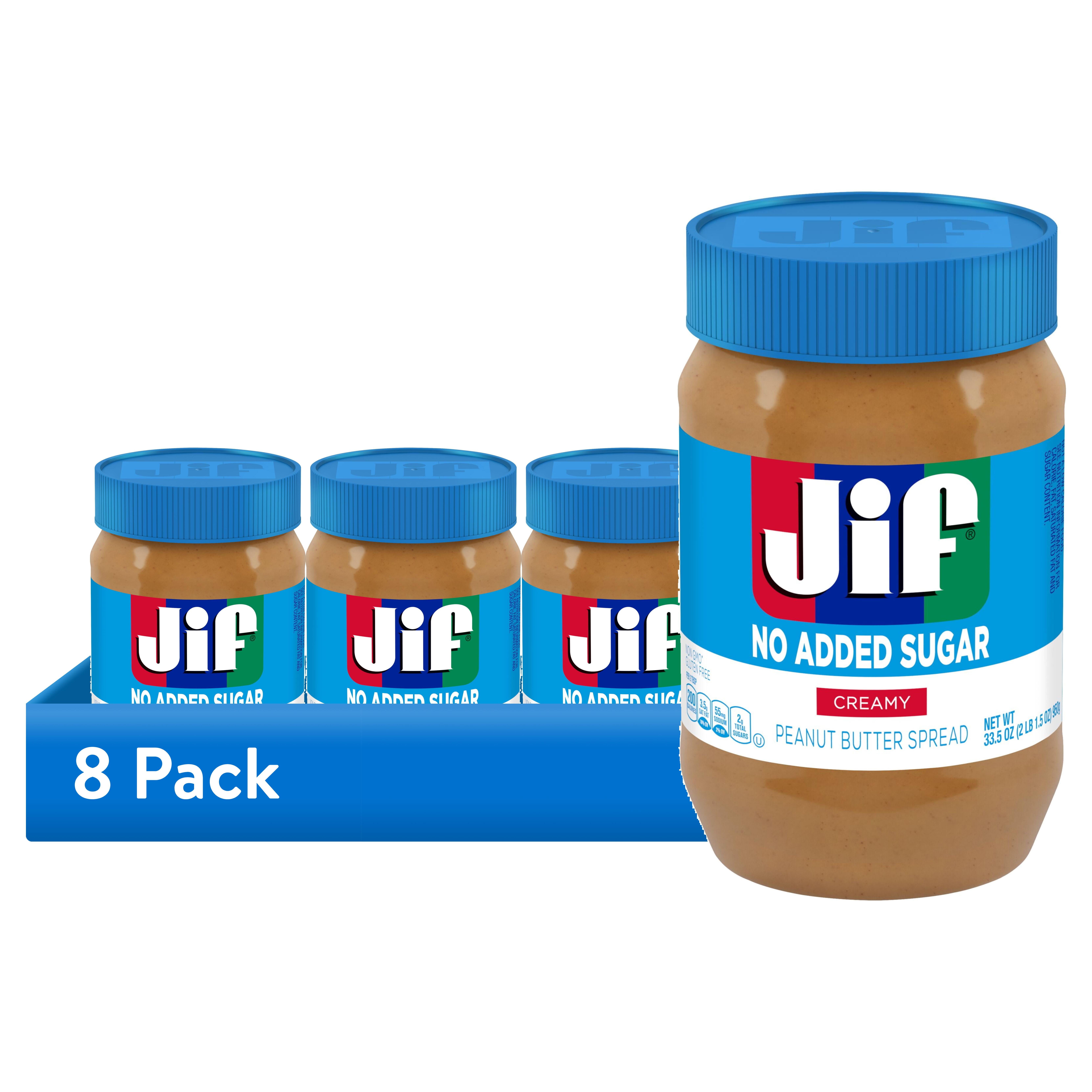 Free Shipping! (8 pack) Jif No Added Sugar Creamy Peanut Butter Spread, 33.5 oz. - Smooth, Creamy Texture, No Stir Peanut Butter Spread