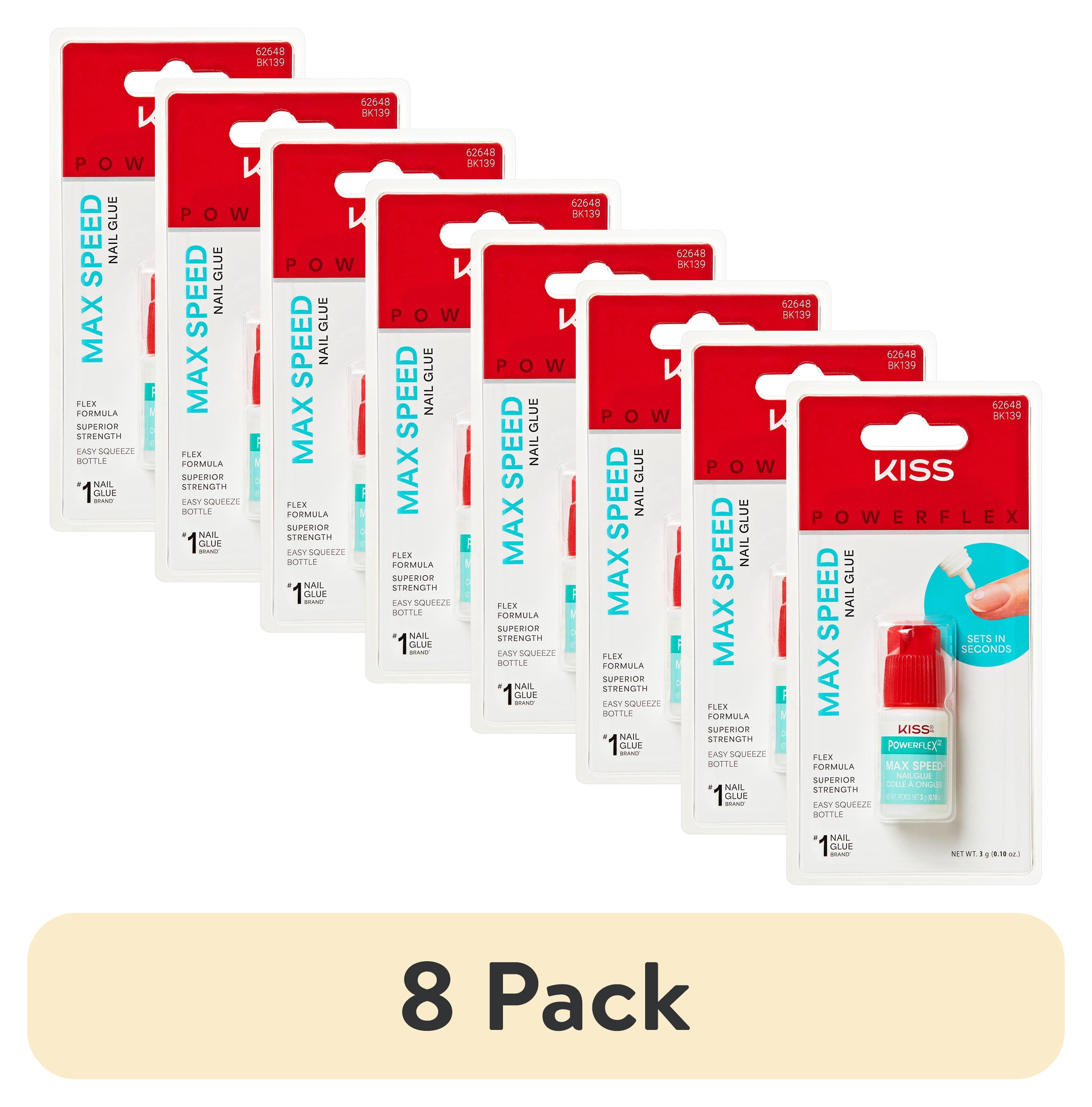 (8 pack) Kiss PowerFlex Maximum Speed Superior Strength Squeeze-On Nail Glue, 0.1 oz Bottle