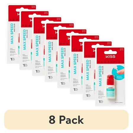 (8 pack) Kiss PowerFlex Maximum Speed Superior Strength Press On Nail Glue, 3g (0.1 oz.)