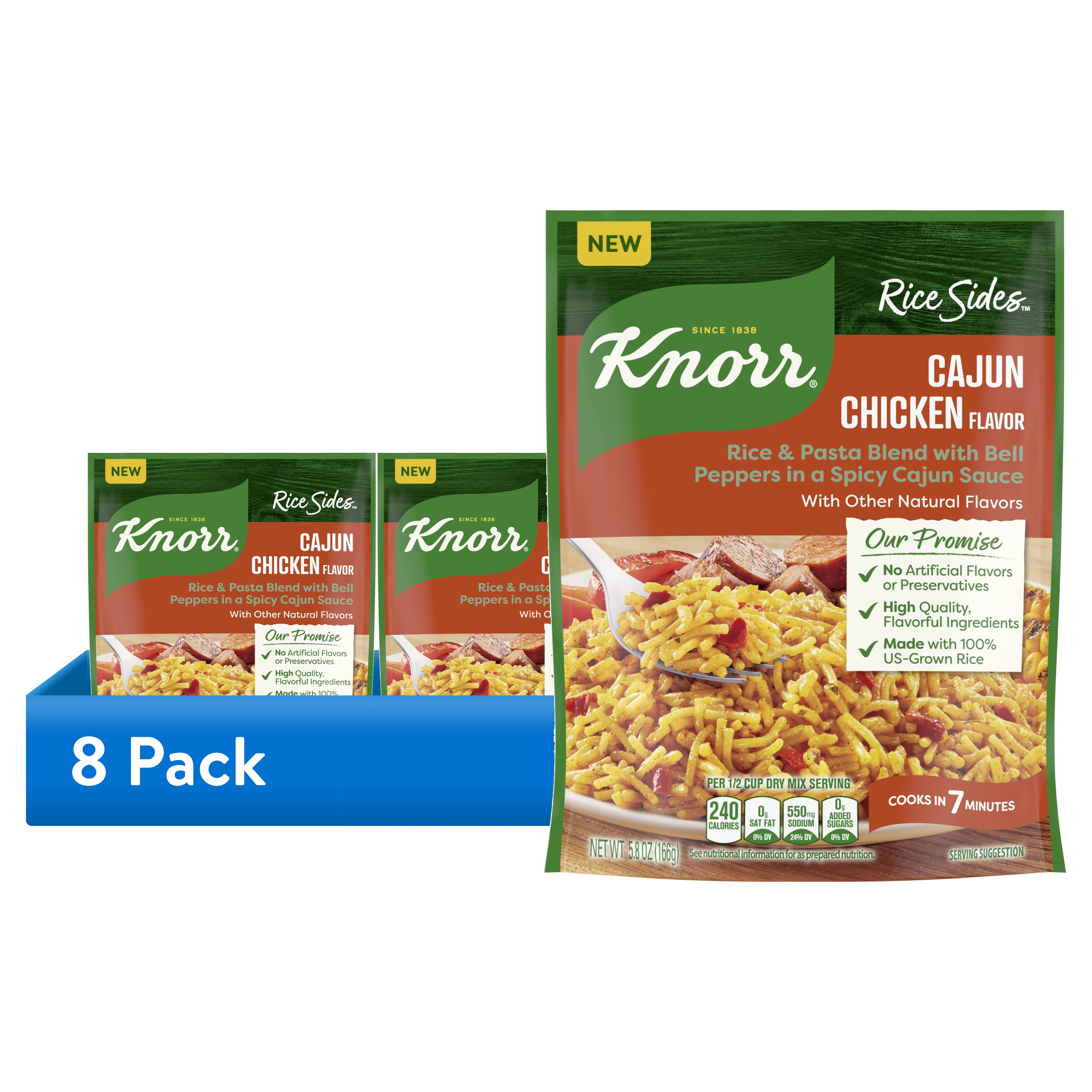 (8 pack) Knorr No Artificial Flavors Cajun Chicken Flavor Rice Sides, 5.8 oz Regular Pouch