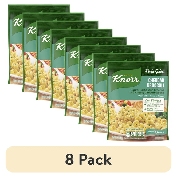 (8 pack) Knorr Pasta Sides Cheddar Broccoli Fusilli Made with No Artificial Flavors, 4.3 Oz Pouch