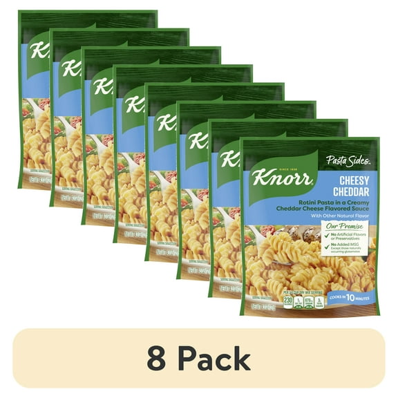 (8 pack) Knorr Pasta Sides Cheesy Cheddar Rotini Pasta Made with No Artificial Flavors, 4.3 Oz Pouch