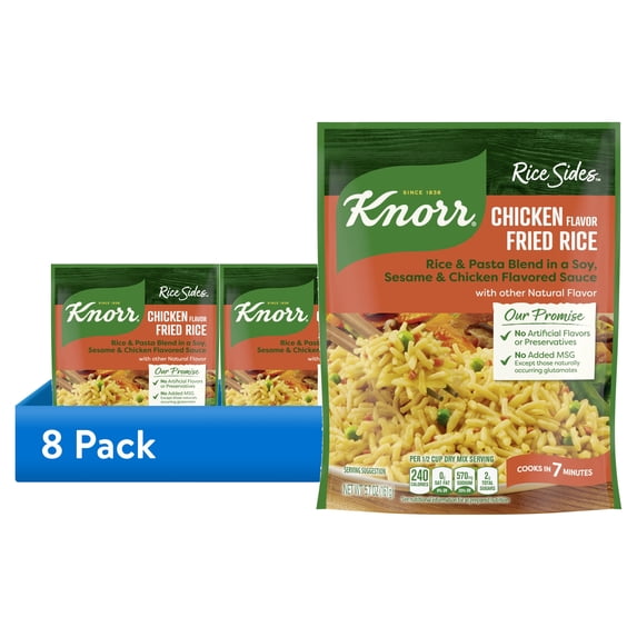 (8 pack) Knorr No Artificial Flavors Chicken Fried Rice Cooks in 7 Minutes, 5.7 oz Regular Pouch