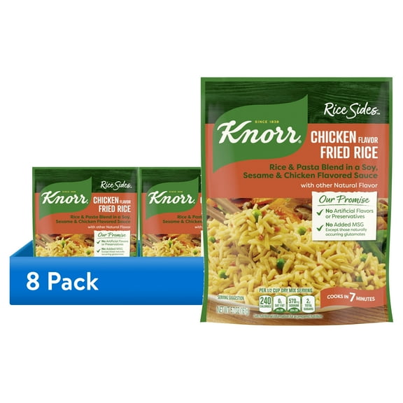 (8 pack) Knorr No Artificial Flavors Chicken Fried Rice Cooks in 7 Minutes, 5.7 oz Regular Pouch
