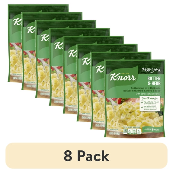 (8 pack) Knorr No Artificial Flavors Creamy Butter & Herb Pasta Sides Ready Meals, 4.4 oz Regular Pouch