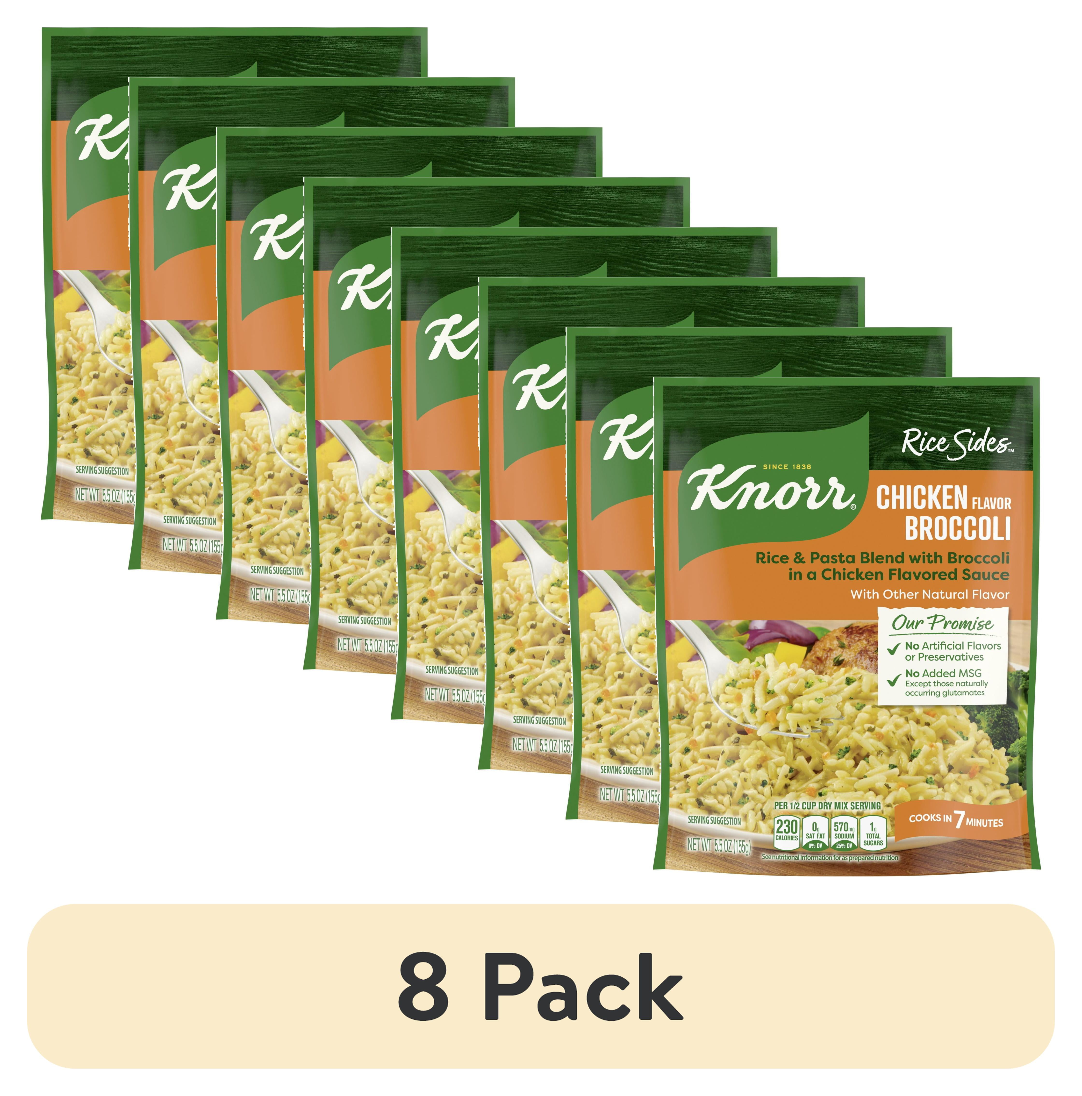 (8 pack) Knorr No Artificial Flavors Creamy Chicken Broccoli Rice, 5.5 oz Regular Pouch