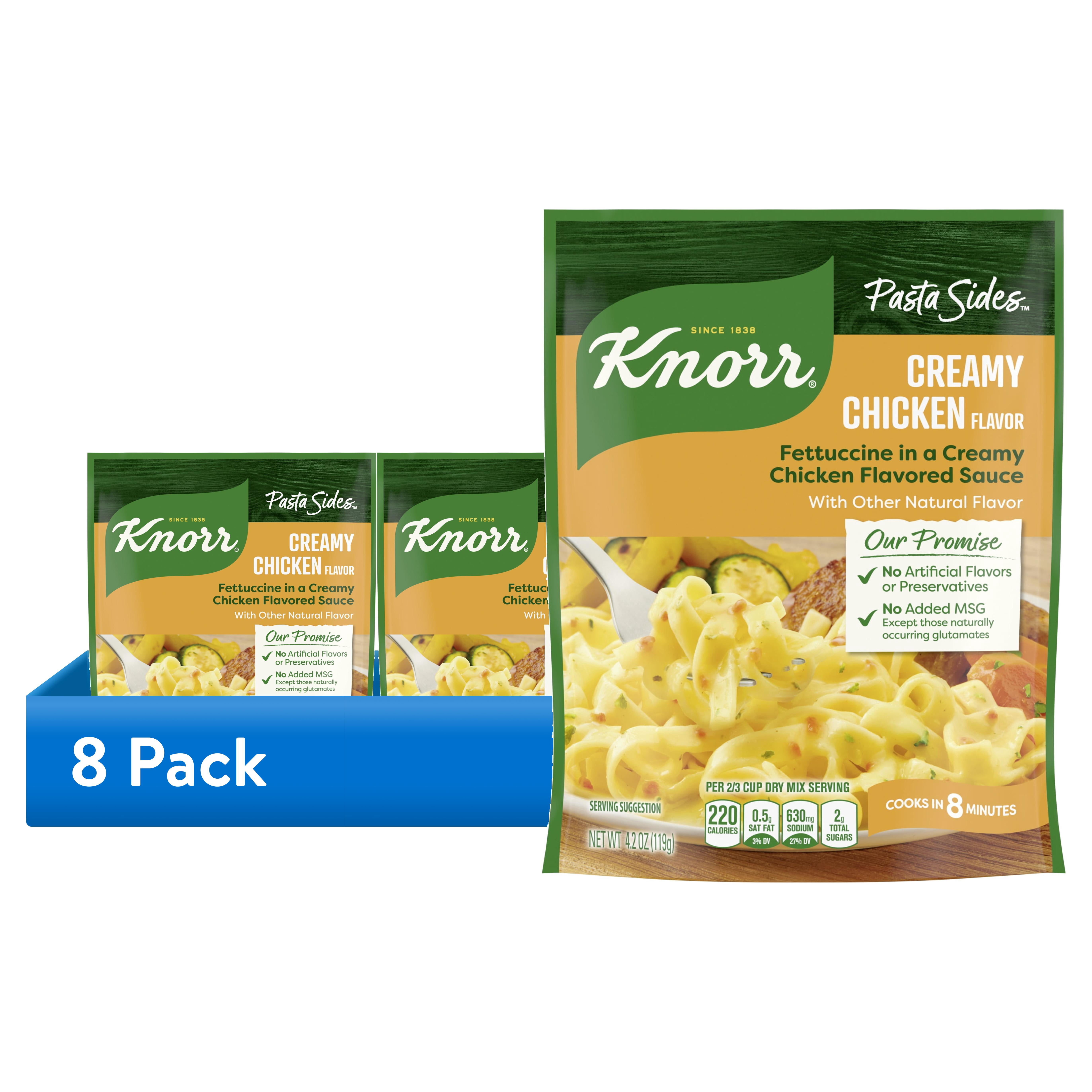 (8 pack) Knorr No Artificial Flavors Creamy Chicken Pasta Sides Cooks in 7 Minutes, 4.2 oz Regular Pouch