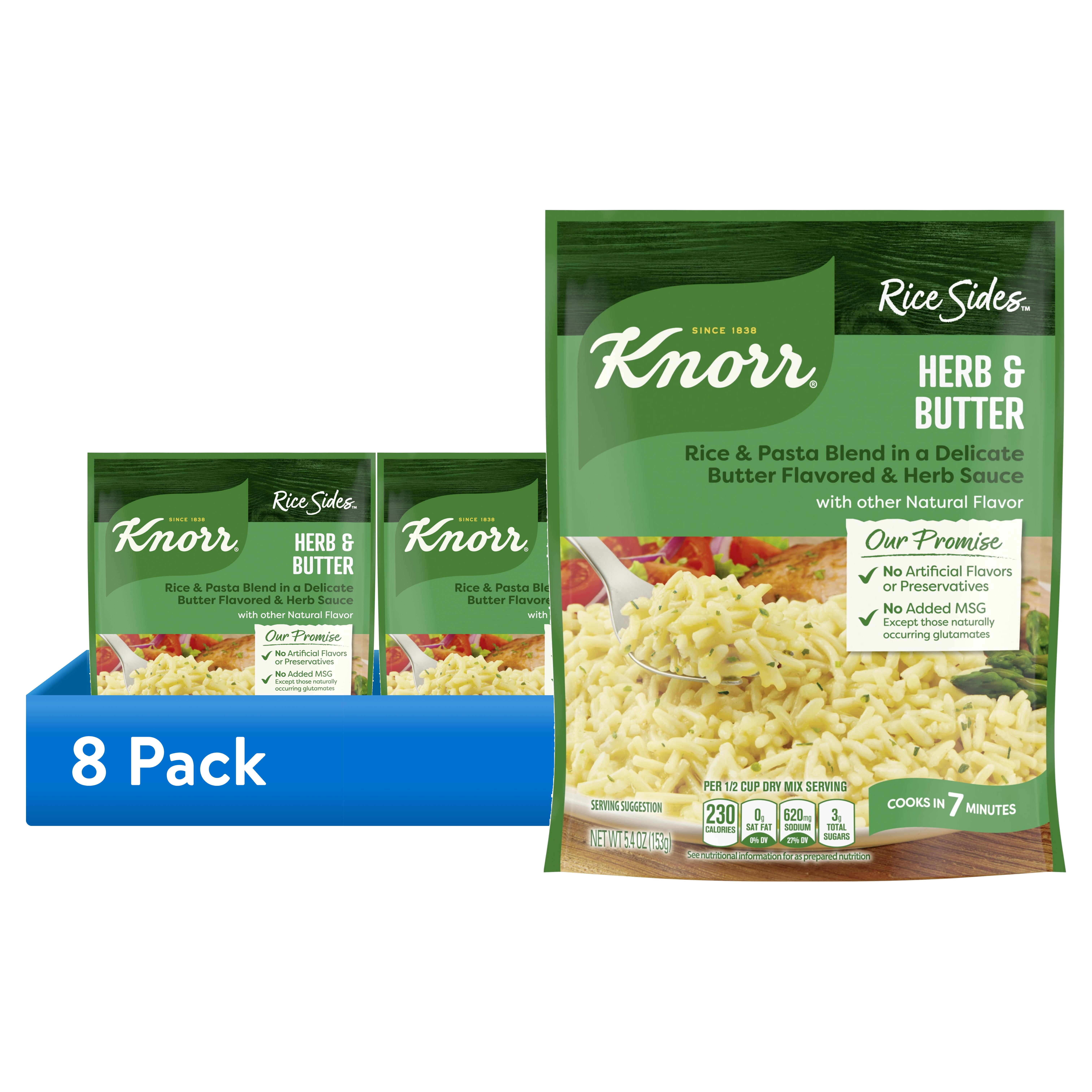 (8 pack) Knorr No Artificial Flavors Herb & Butter Parboiled Rice, 5.4 oz Regular Pouch