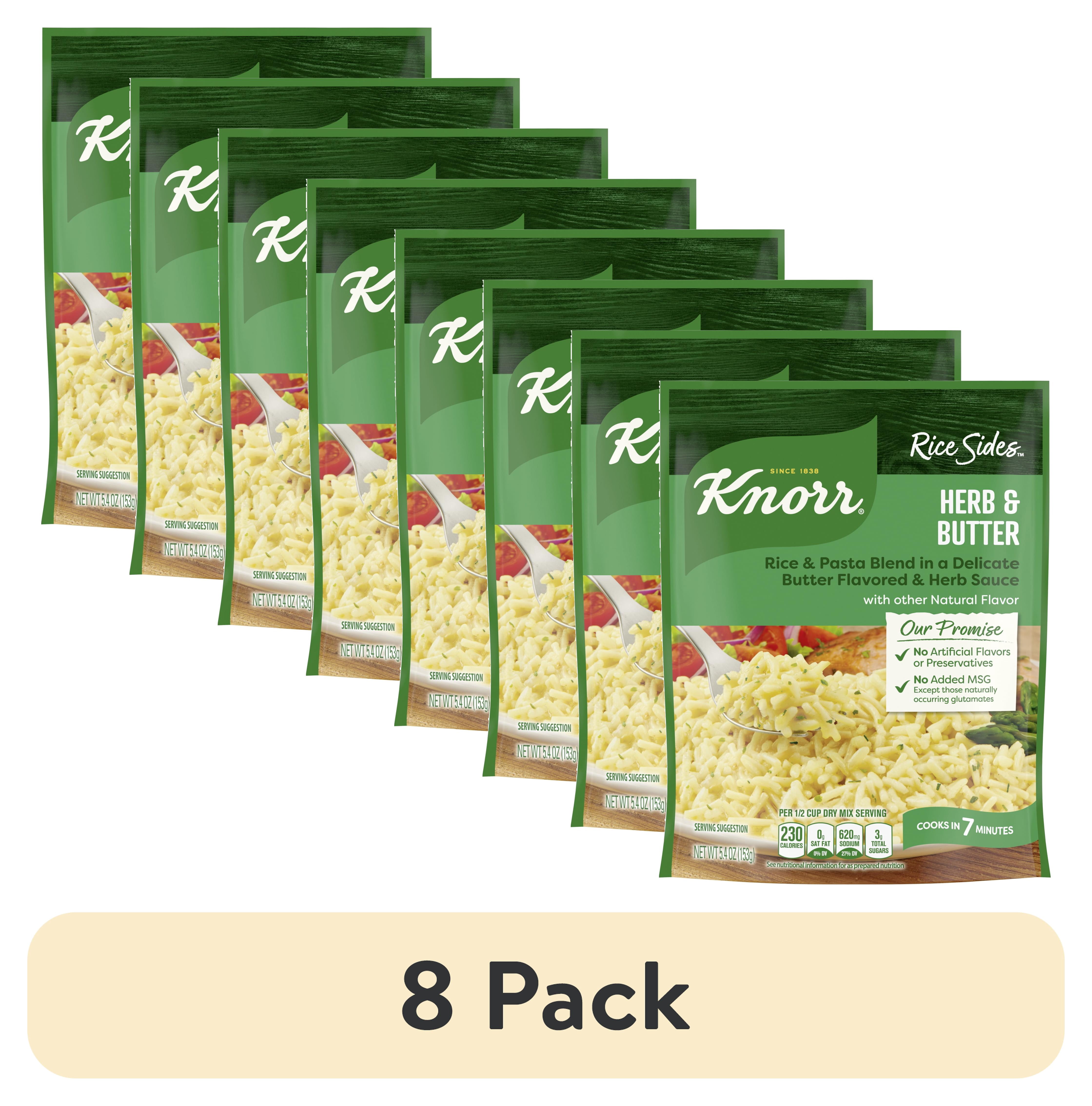(8 pack) Knorr No Artificial Flavors Herb & Butter Parboiled Rice, 5.4 oz Regular Pouch