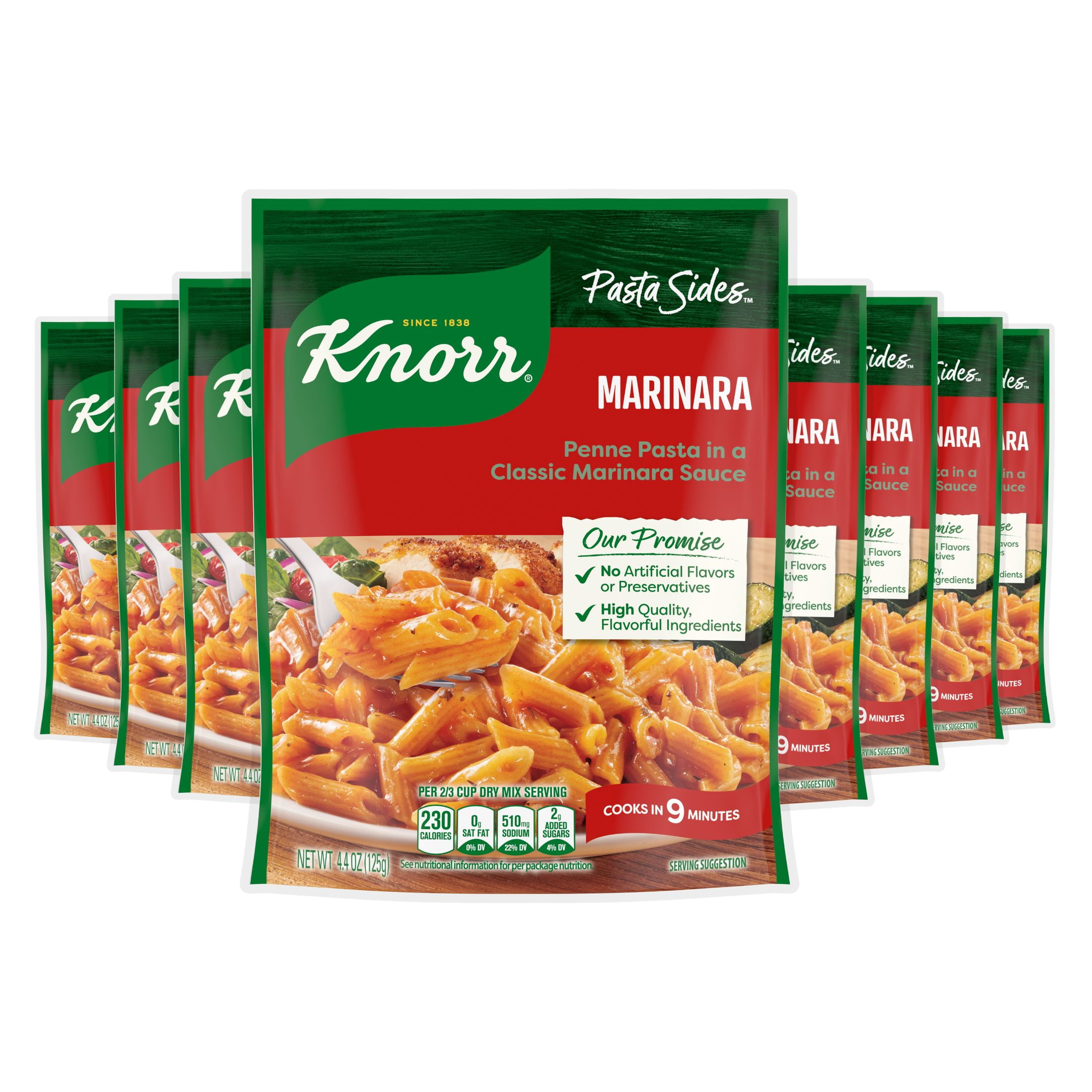(8 pack) Knorr Pasta Sides Marinara Penne Made with No Artificial Flavors, 4.4 Oz Pouch