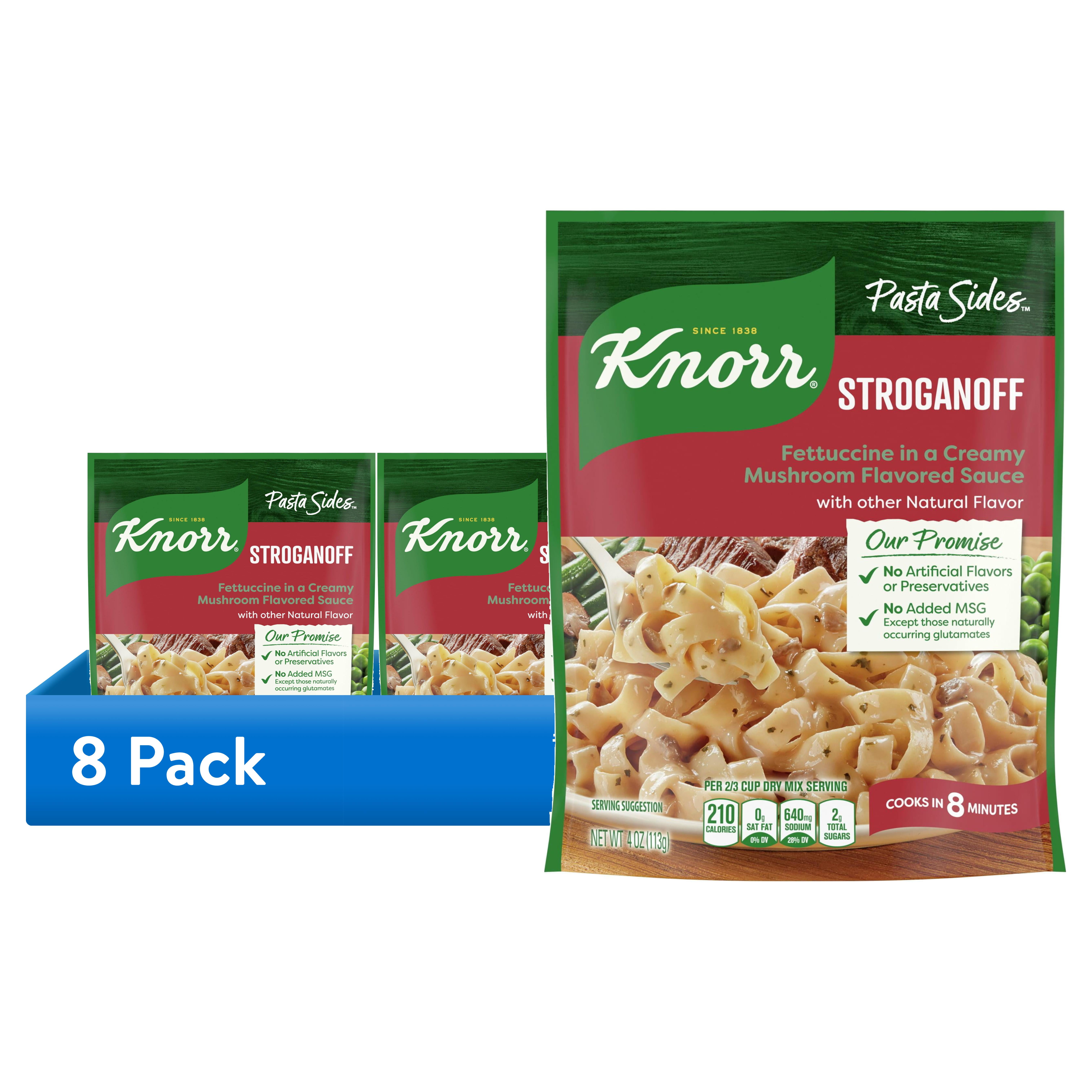 (8 pack) Knorr No Artificial Flavors Stroganoff Fettuccine Pasta Sides, 7 Minute Cook Time, 4 oz