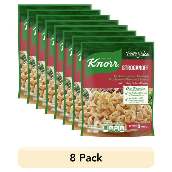 (8 pack) Knorr No Artificial Flavors Stroganoff Fettuccine Pasta Sides, 7 Minute Cook Time, 4 oz