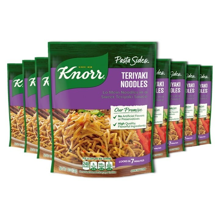 (8 pack) Knorr Pasta Sides Teriyaki Noodles Lo Mein Noodles Made with No Artificial Flavors, 4.6 Oz Pouch