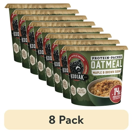 (8 pack) Kodiak Protein-Packed Maple Brown Sugar Instant Oatmeal Power Cup, 2.12 oz