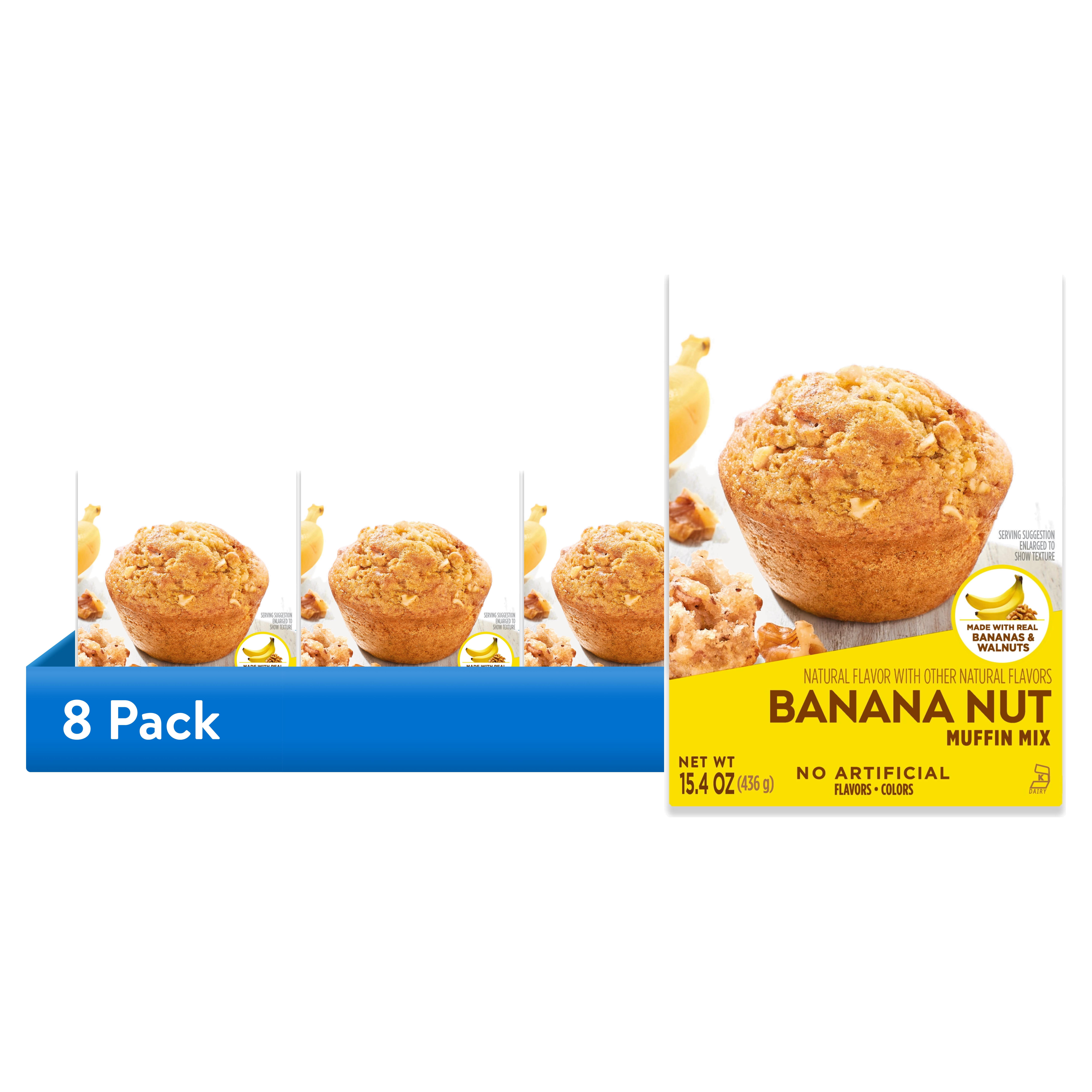 (8 pack) Krusteaz Banana Nut Muffin Mix, Banana Nut Muffins Made With Real Bananas and Real Walnuts, 15.4 oz Box