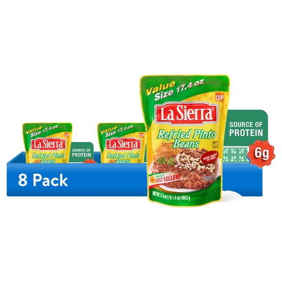 (8 pack) La Sierra Refried Pinto Beans Value Size 17.4oz