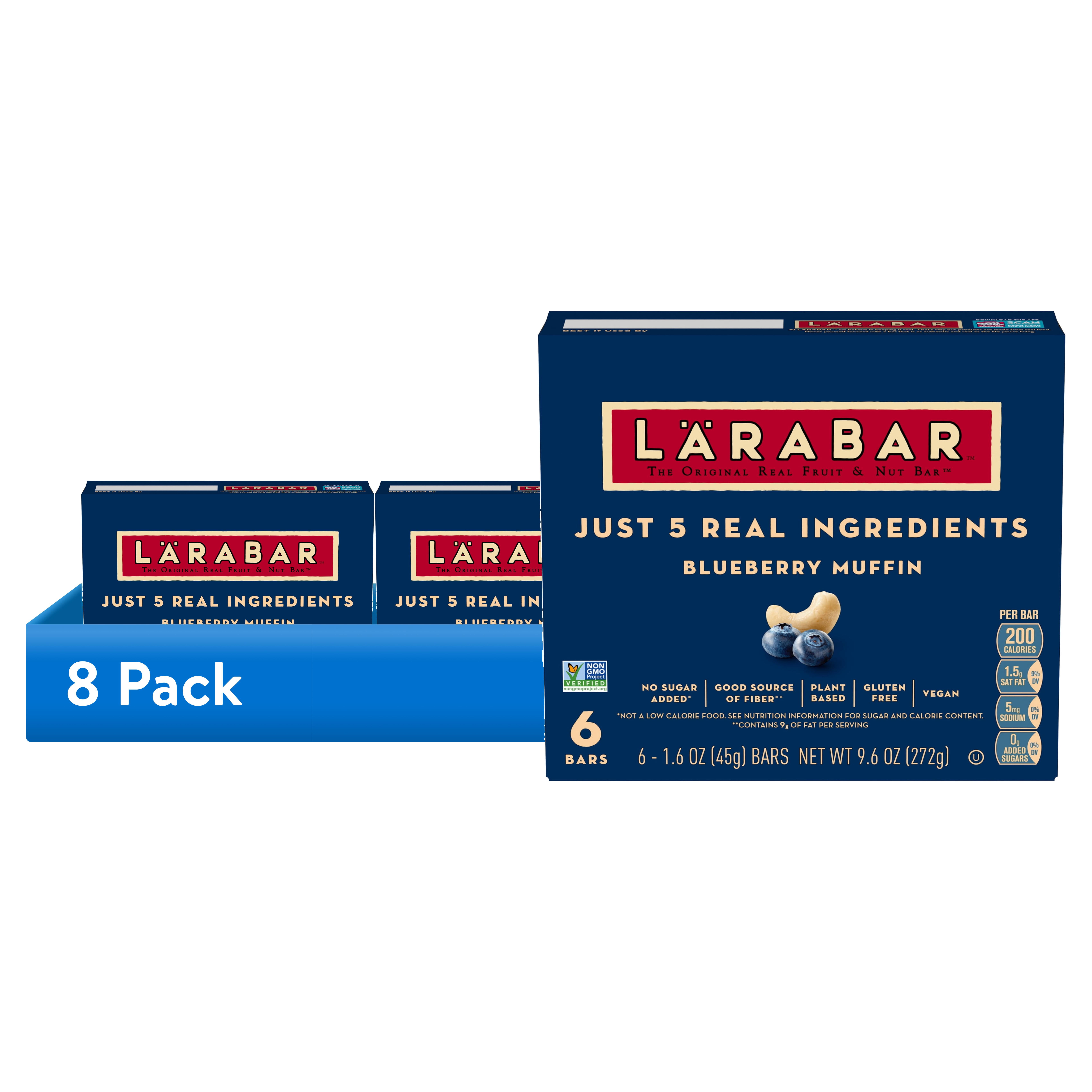 (8 pack) Larabar Blueberry Muffin Fruit and Nut Bars, Gluten Free and Vegan, 9.6 oz, 6 Count