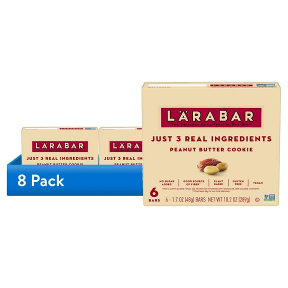(8 pack) Larabar Peanut Butter Cookie, Fruit and Nut Bars, Gluten Free and Vegan, 10.2 oz, 6 Count
