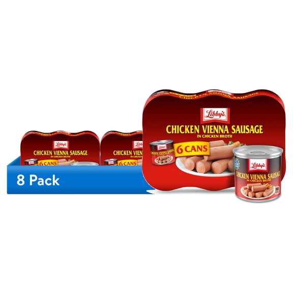 (8 pack) Libby's Chicken Vienna Sausage in Chicken Broth, 10g Protein Per Serving, Canned Sausage, 4.6 oz. Can (6 count)