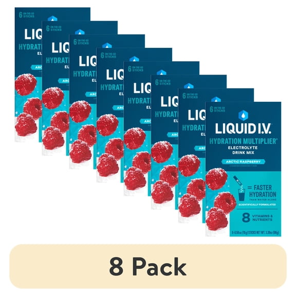 (8 pack) Liquid I.V.® Arctic Raspberry Hydration Multiplier® Powdered Electrolyte Drink Mix, 6 Count Packets