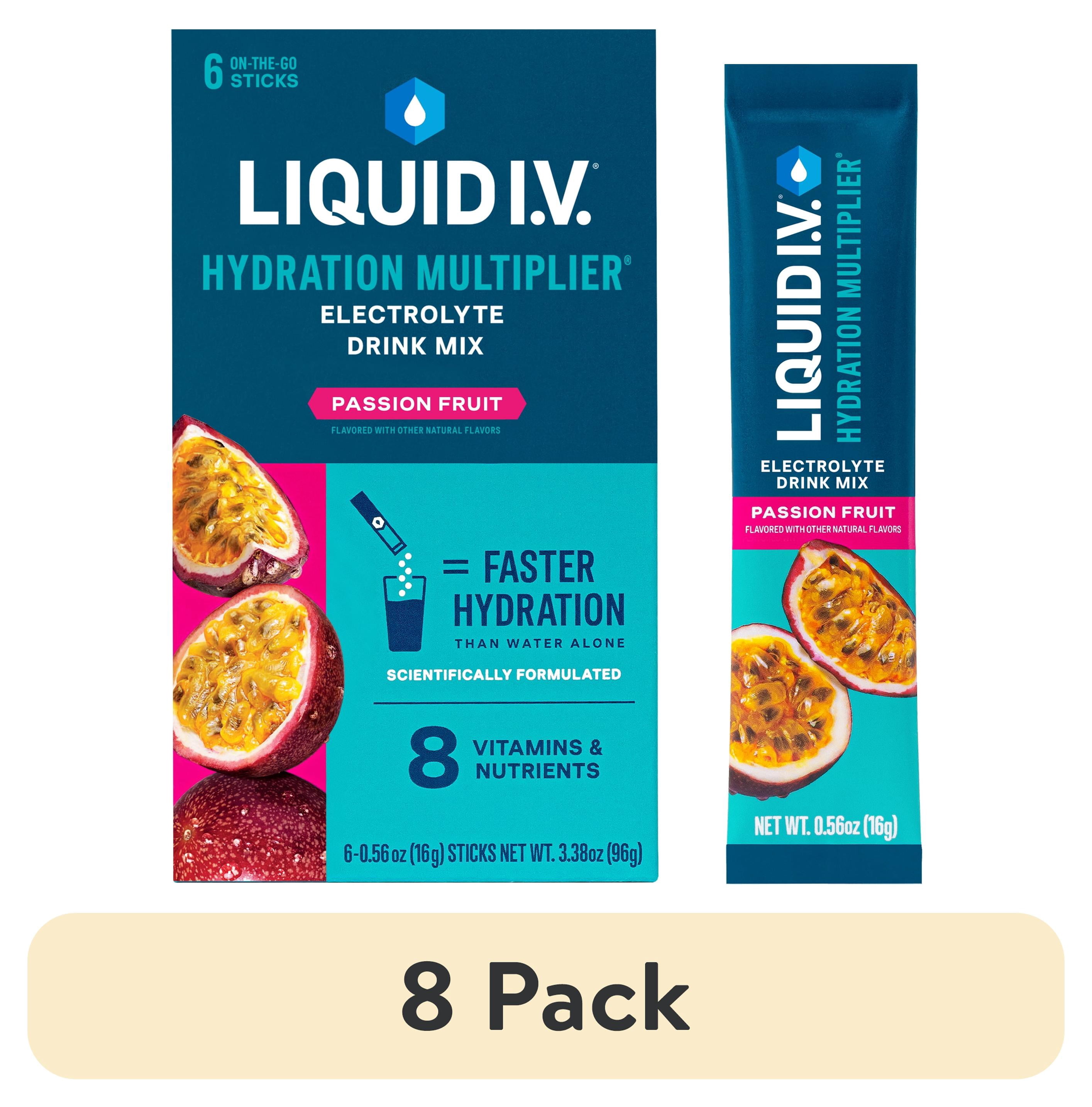 (8 pack) Liquid I.V.® Passion Fruit Hydration Multiplier® Powdered Electrolyte Drink Mix, 6 Count Packets