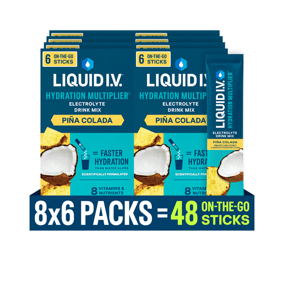 (8 pack) Liquid I.V. Pia Colada Hydration Multiplier Powdered Electrolyte Drink Mix, 6 Count Packets