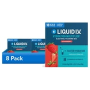 8 pack Liquid I.V.  Strawberry Hydration Multiplier  Powdered Electrolyte Drink Mix, 18 Count Packets