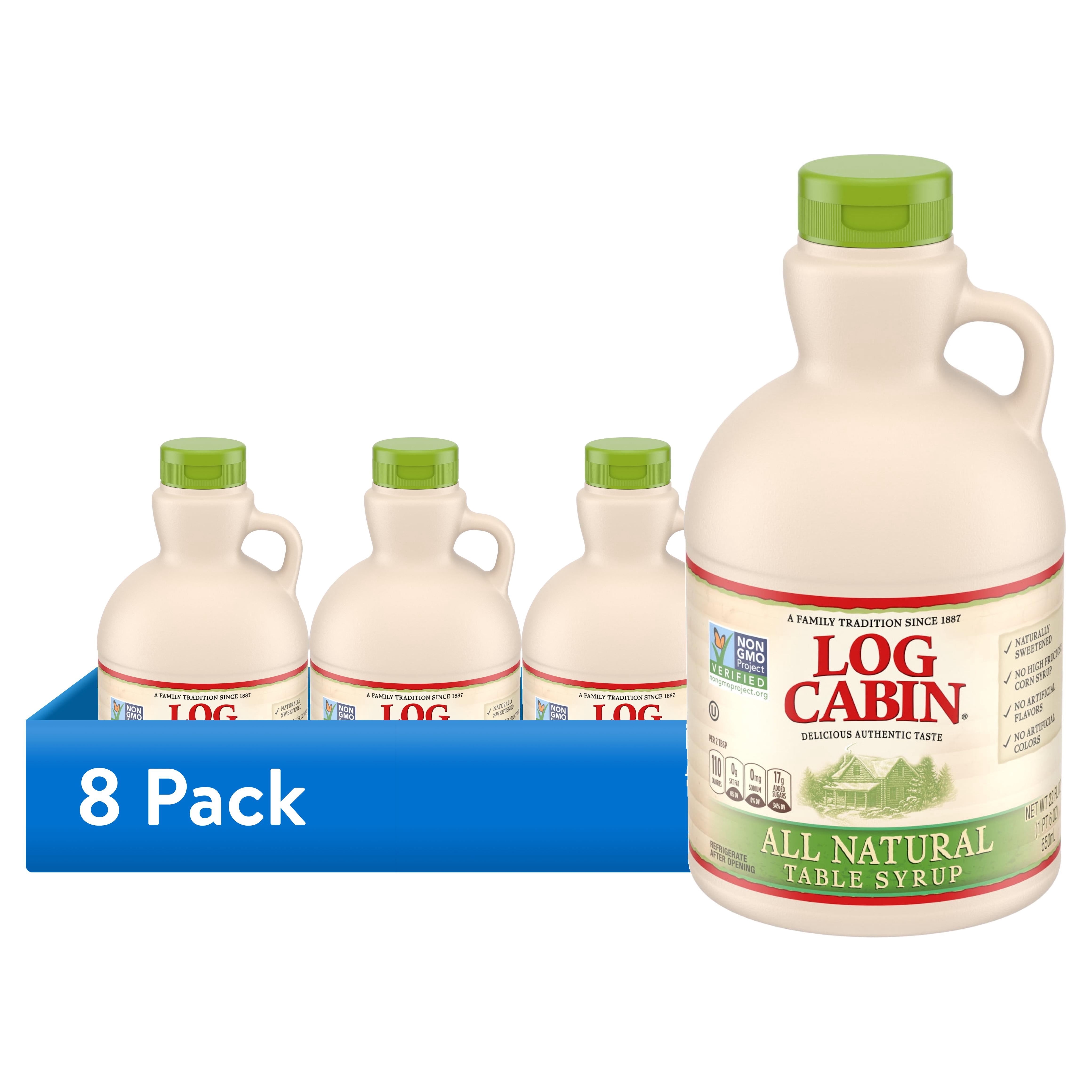 (8 pack) Log Cabin All Natural Table Syrup, 22 FL OZ
