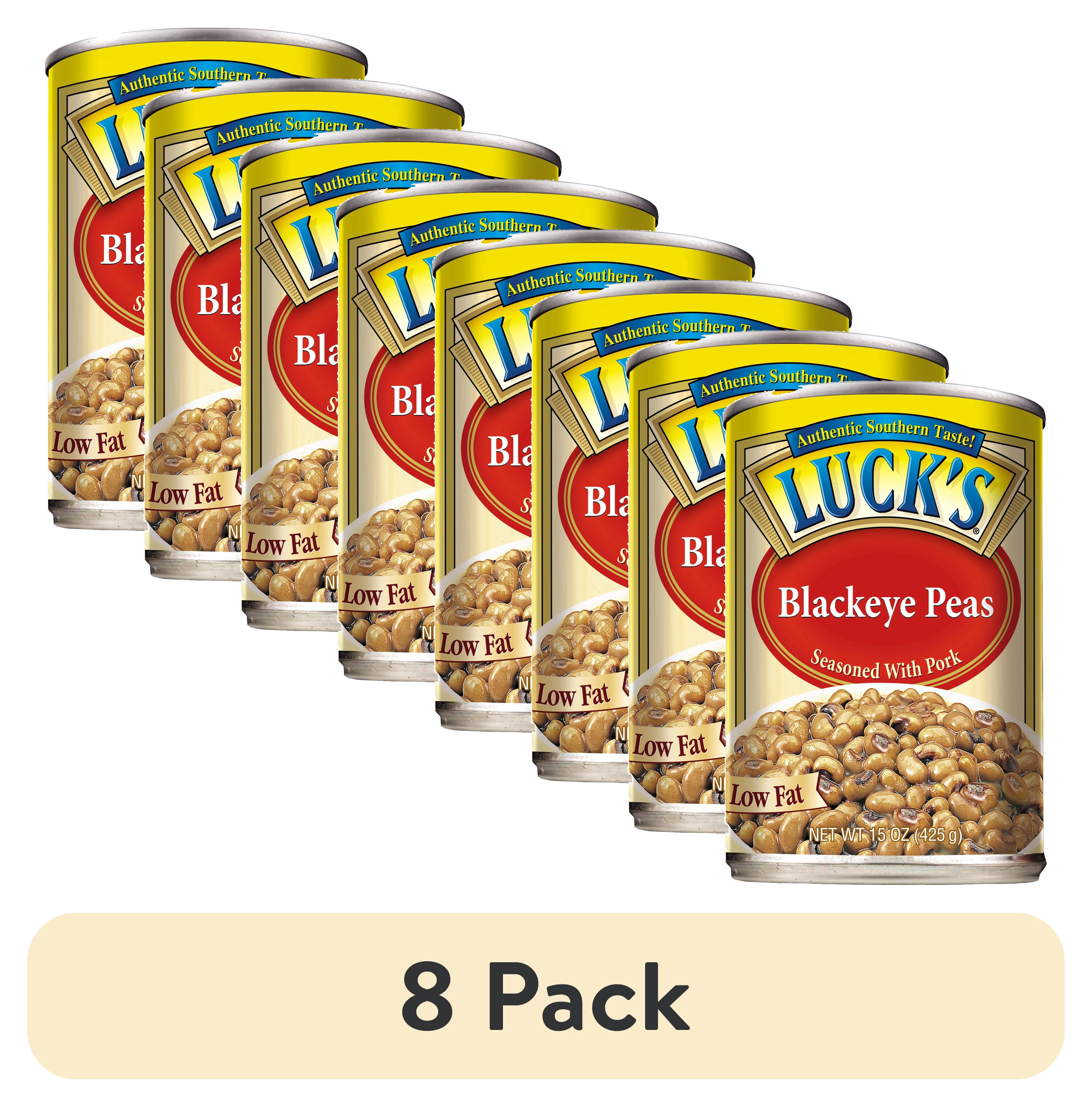 (8 pack) Luck's Blackeye Peas, Seasoned with Pork, 15oz Can