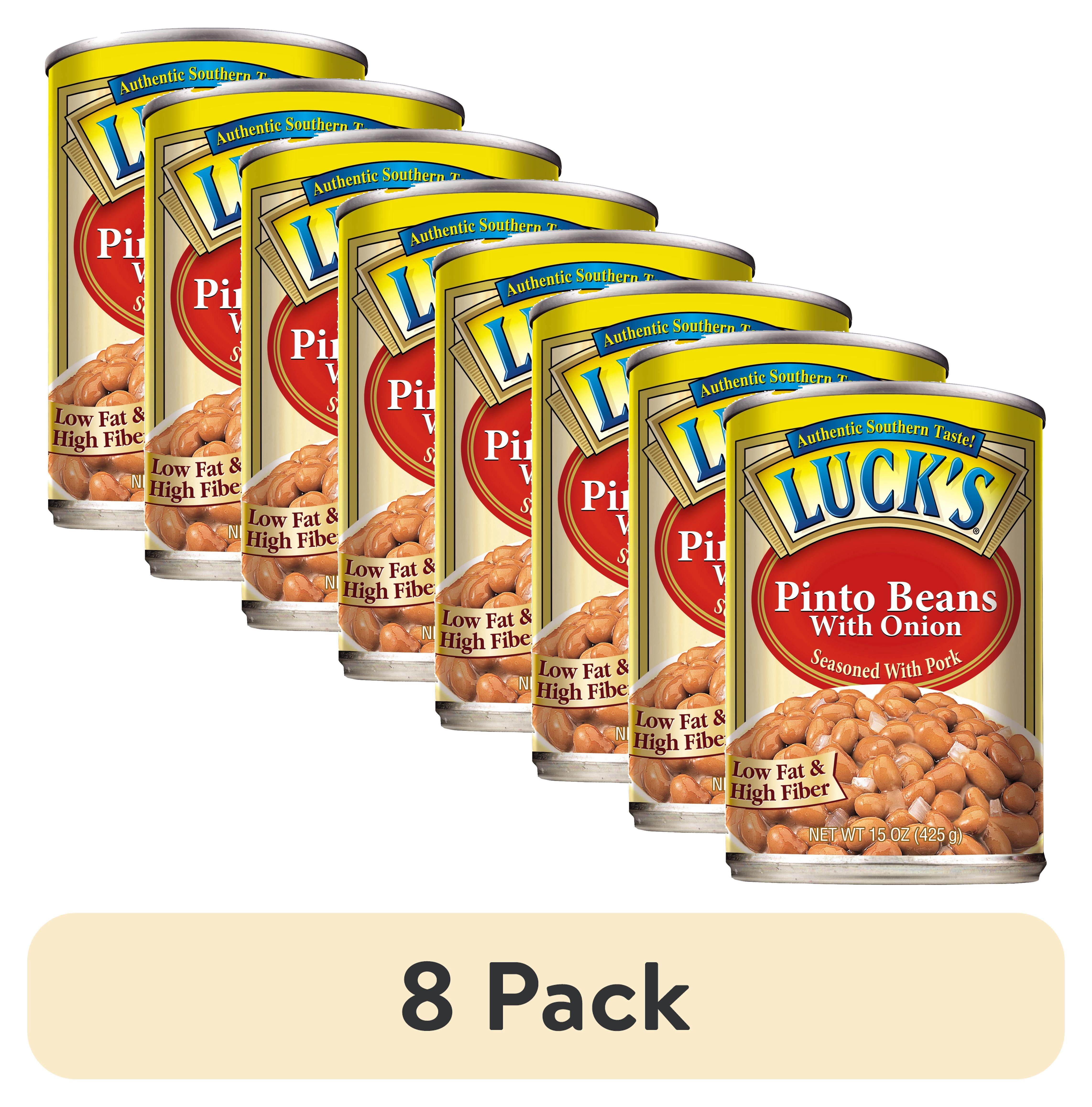 (8 pack) Luck's Pinto Beans with Onion, Seasoned with Pork, 15oz Can