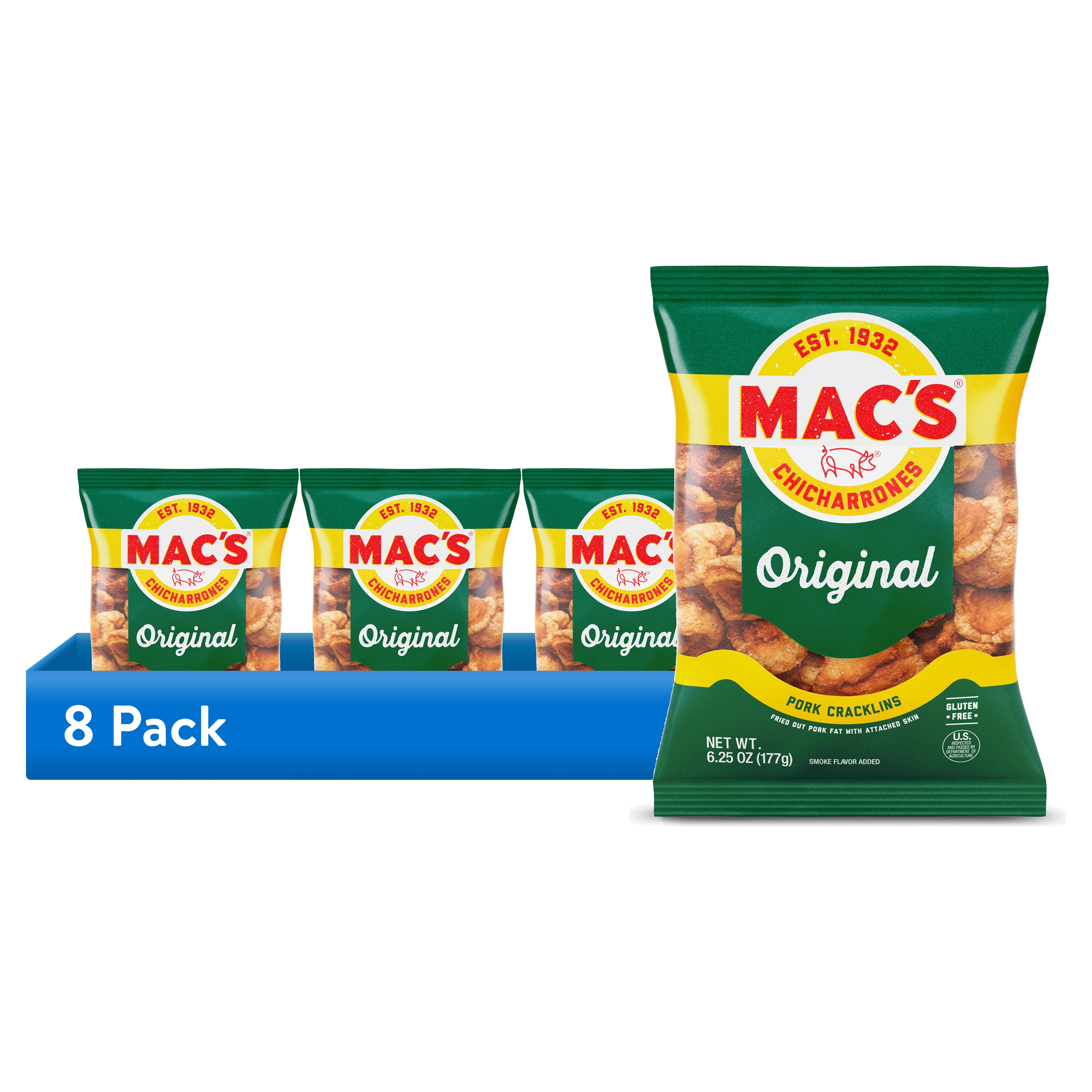 (8 pack) Mac's Original Pork Cracklins, 6.25 Oz.