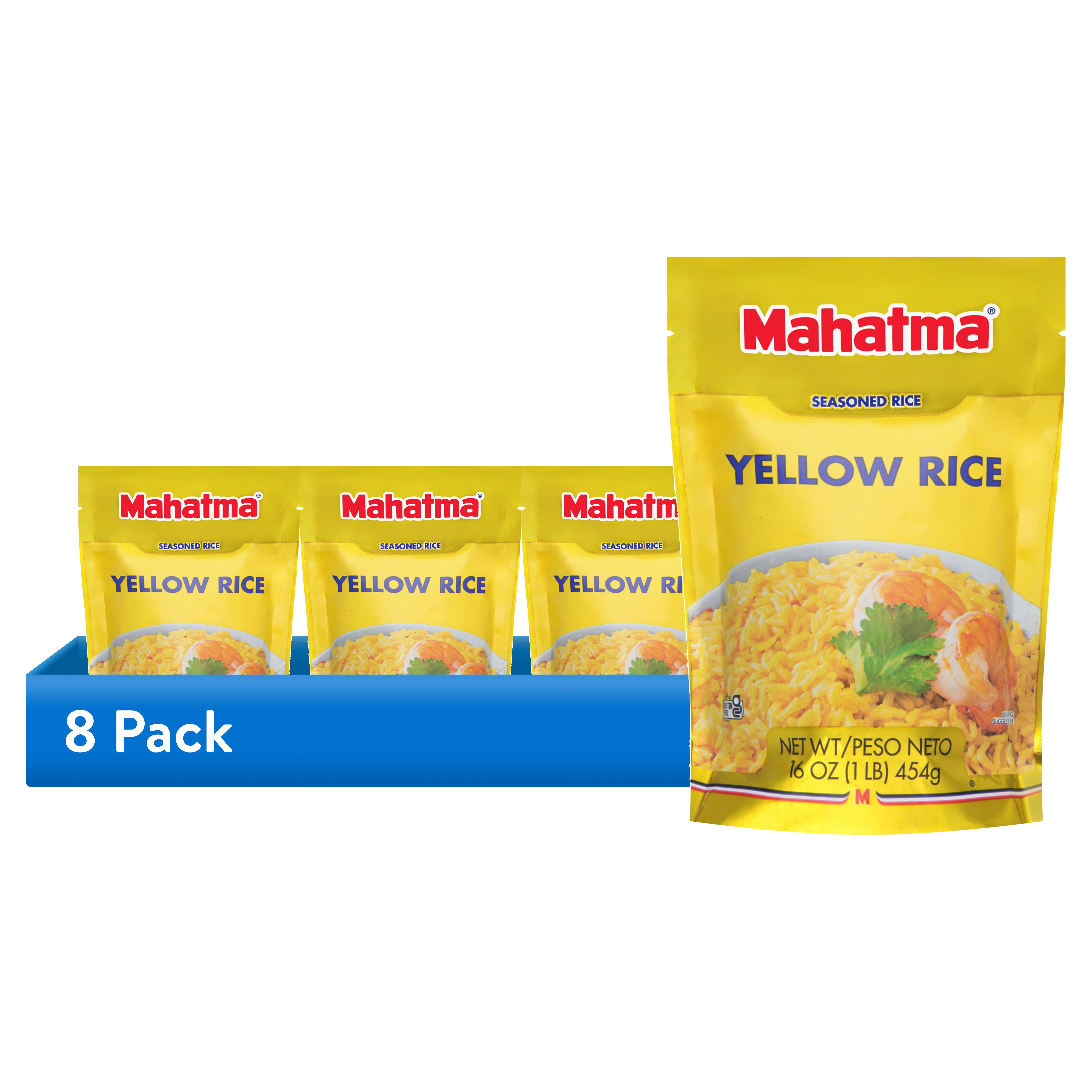 (8 pack) Mahatma Authentic Saffron Yellow Rice, Seasoned Rice with Spices, Gluten Free, 16 oz Bag
