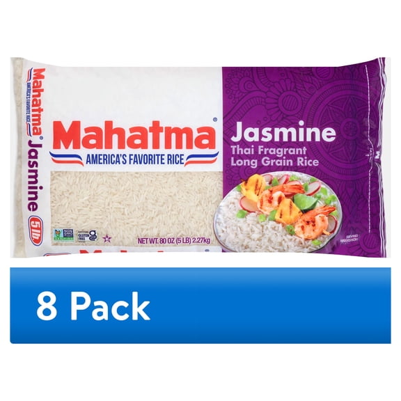 (8 pack) Mahatma Jasmine Thai Fragrant Long Grain Rice, Gluten Free, 80 oz (5 lbs) 2.27kg