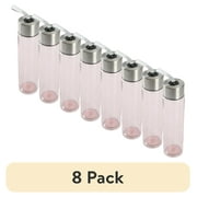 (8 pack) Mainstays 18oz Plastic Pink Water Bottle Stainless Steel Screw Cap Lid with Strap, 1 Each