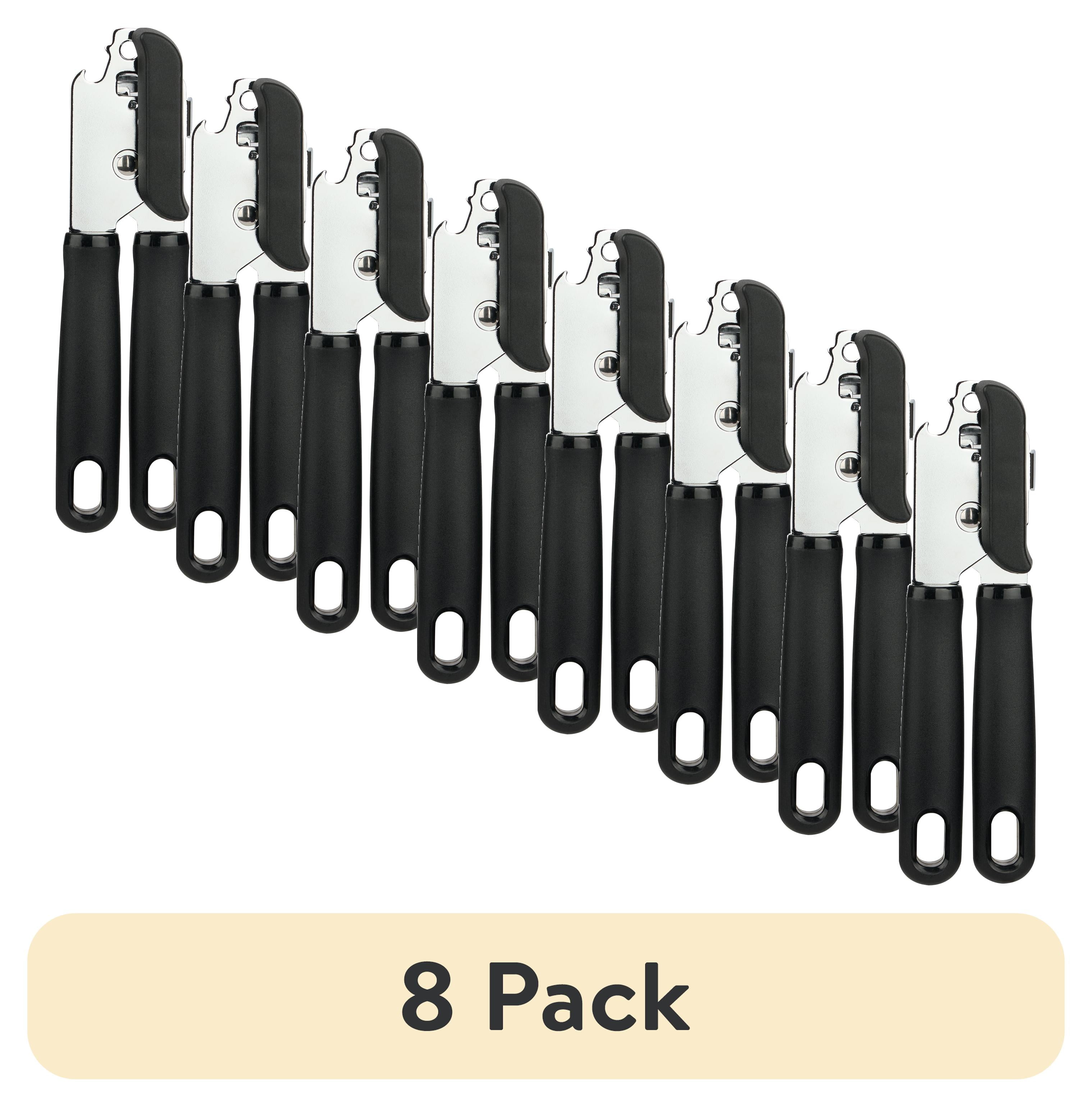 (8 pack) Mainstays 2 Ply Manual Can Opener with Integrated Bottle Opener, Black